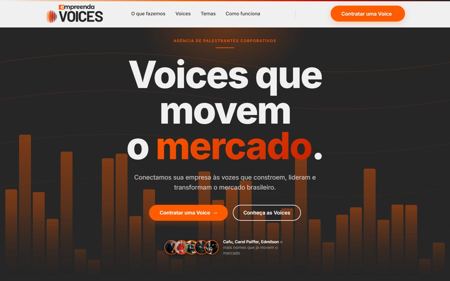 Página inicial do site Empreenda Voices